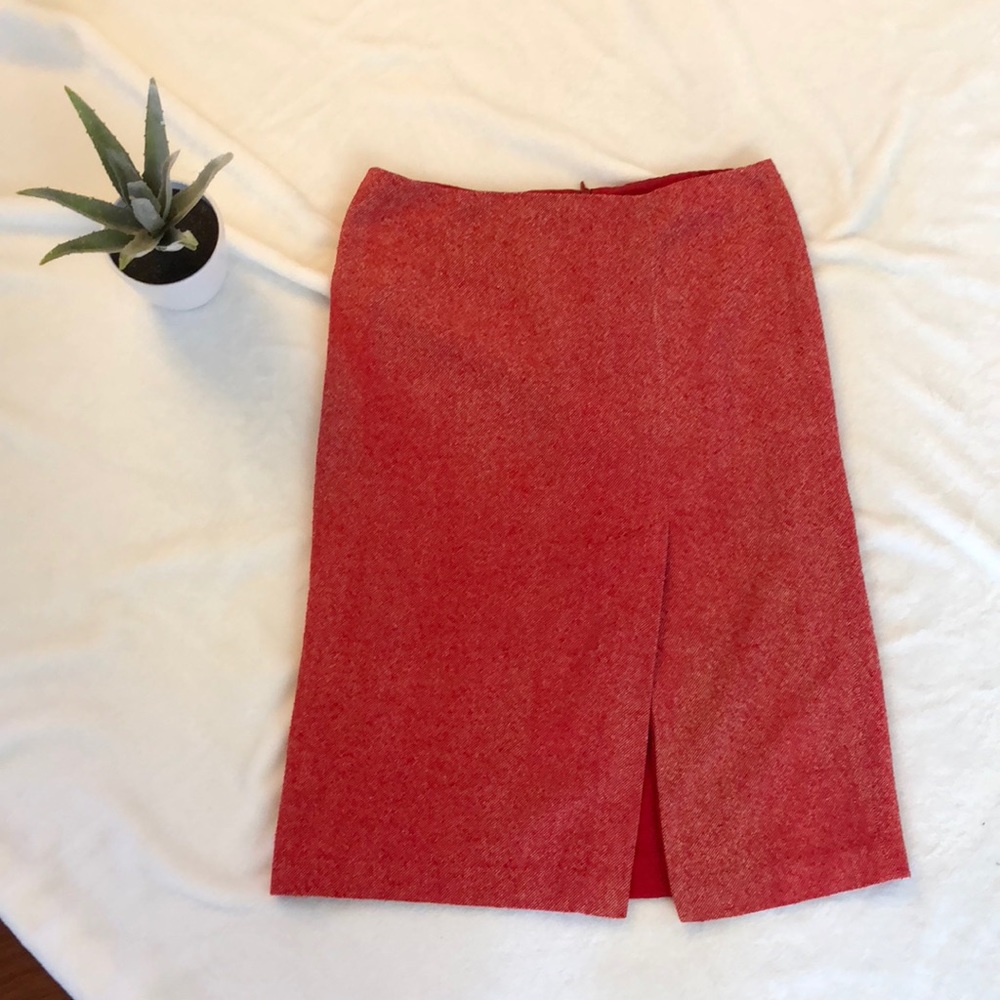 Rebecca Taylor Boucle Red and Cream Pencil Skirt